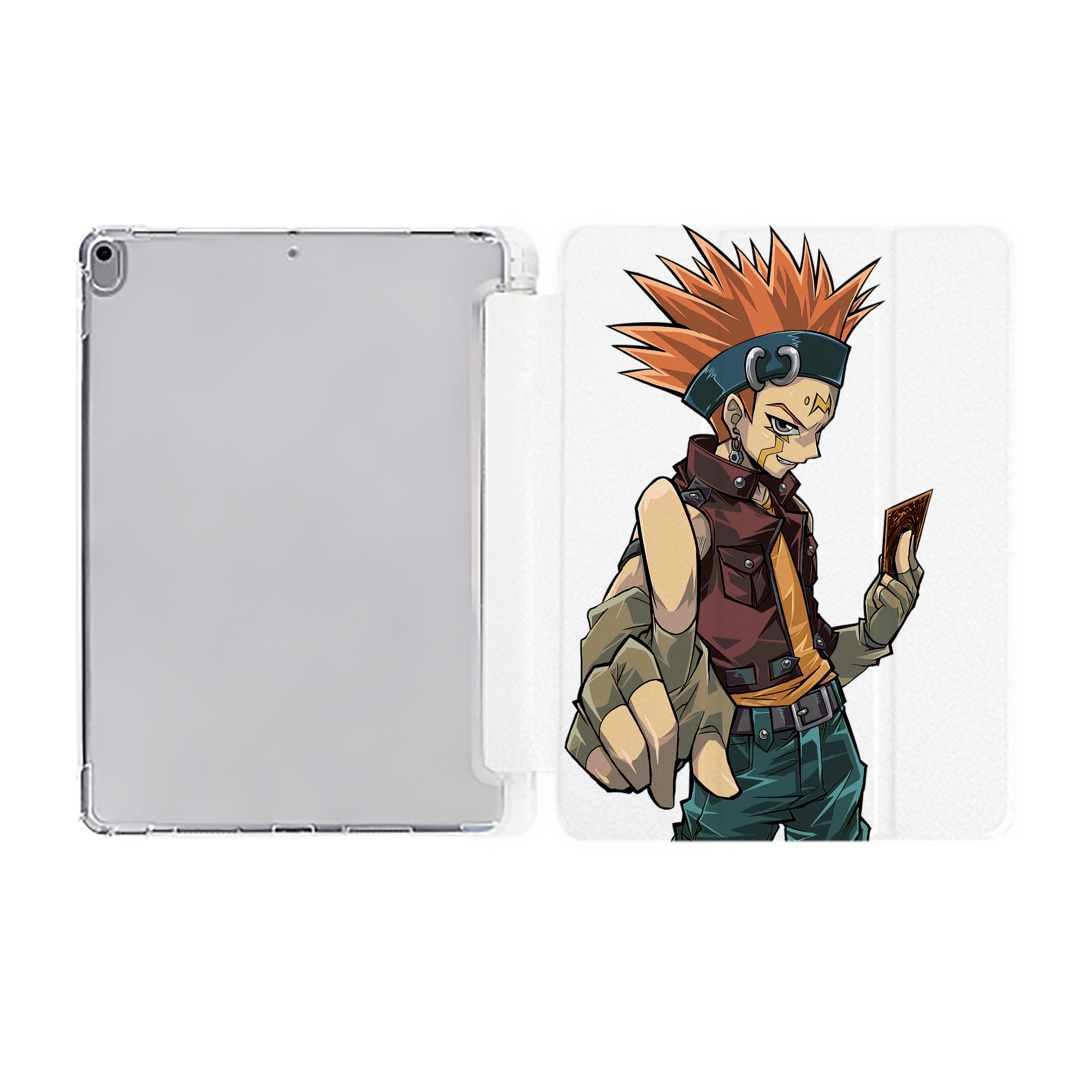 （画像用） 遊☆戯☆王 Yu-Gi-Oh! IPad ケース ペン収納付き 三つ折りスタンド PUレザー×シリコン 対応機種9.5/10.5/10.9インチ